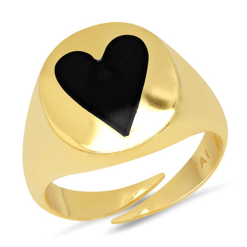 Enamel Heart Signet Ring