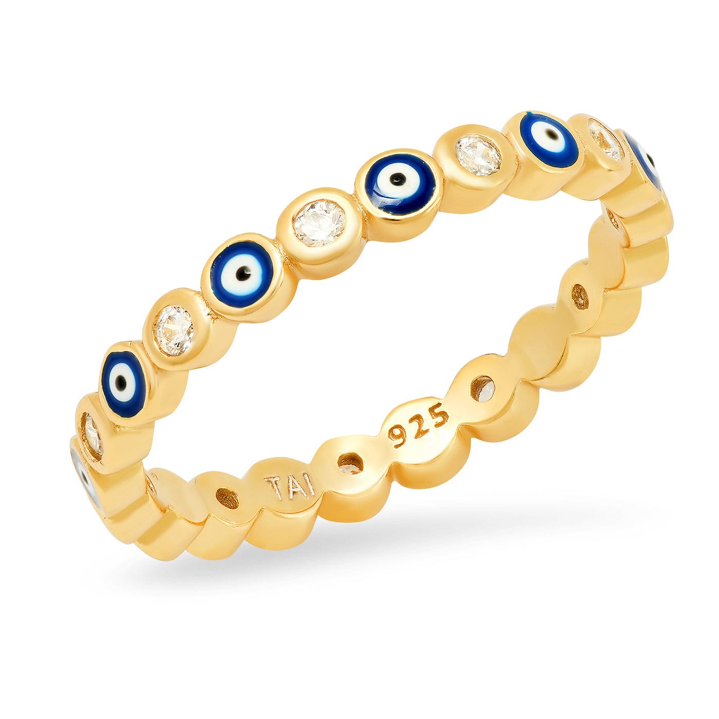 Evil Eye Enamel Bezel Ring