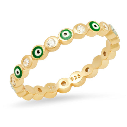 Evil Eye Enamel Bezel Ring
