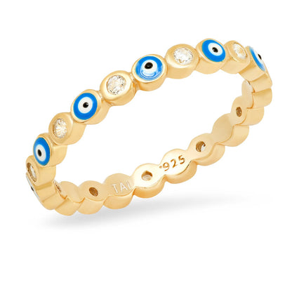 Evil Eye Enamel Bezel Ring