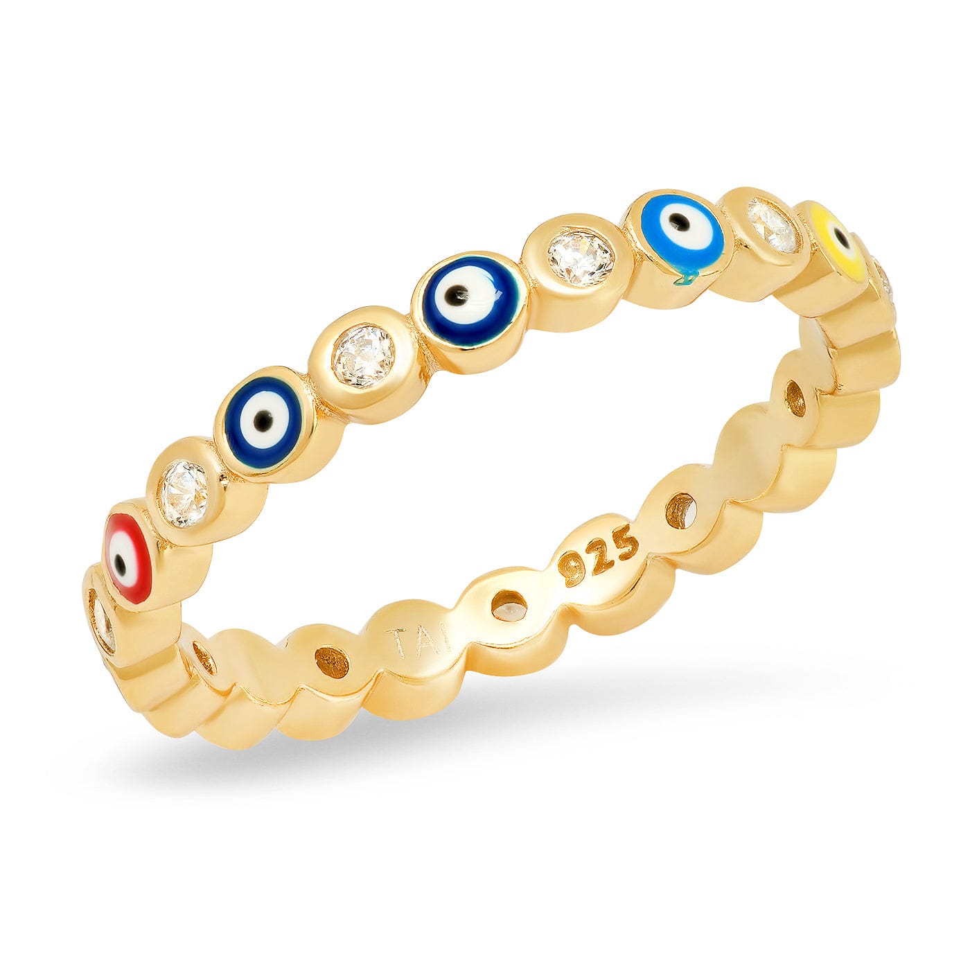 Evil Eye Enamel Bezel Ring
