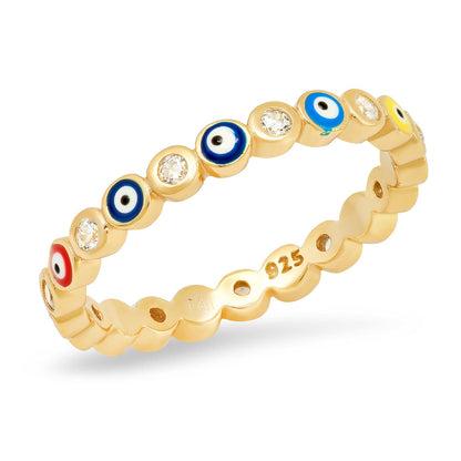 Evil Eye Enamel Bezel Ring