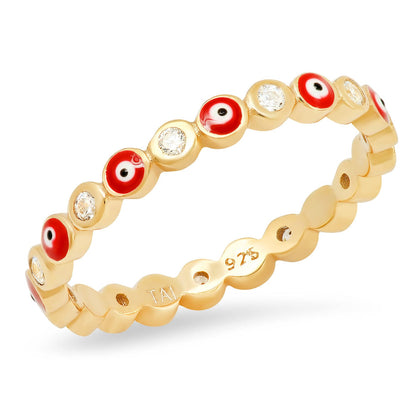 Evil Eye Enamel Bezel Ring
