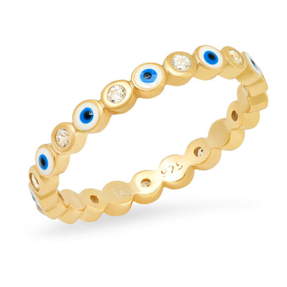 Evil Eye Enamel Bezel Ring