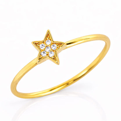 Gold CZ Star Ring