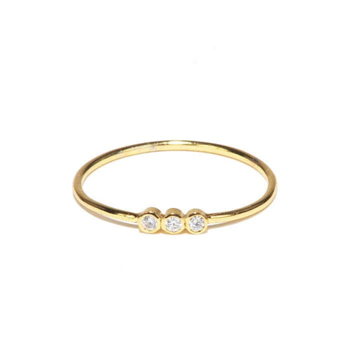 Triple CZ Dainty Ring - Gold