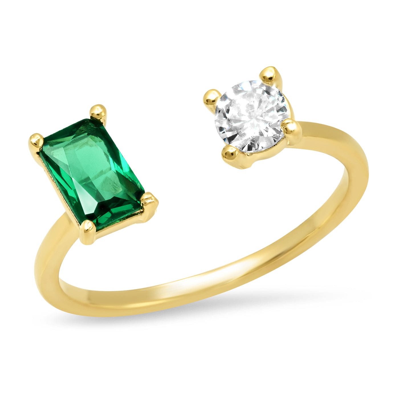 Emerald & CZ Open Ring