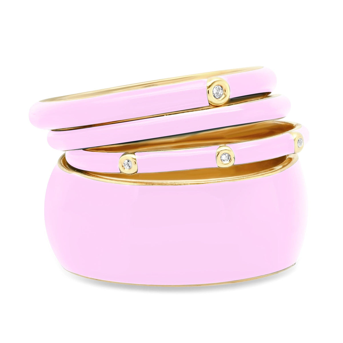 Enamel CZ Stackable Ring Set – Set of 4