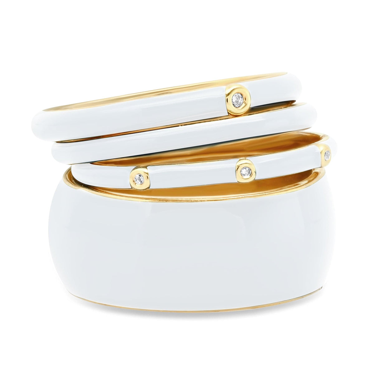 Enamel CZ Stackable Ring Set – Set of 4