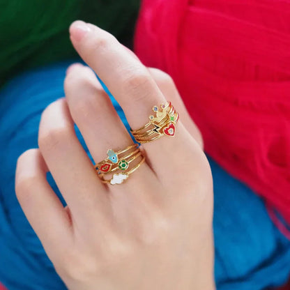 Whimsical Crown Stack Ring Set