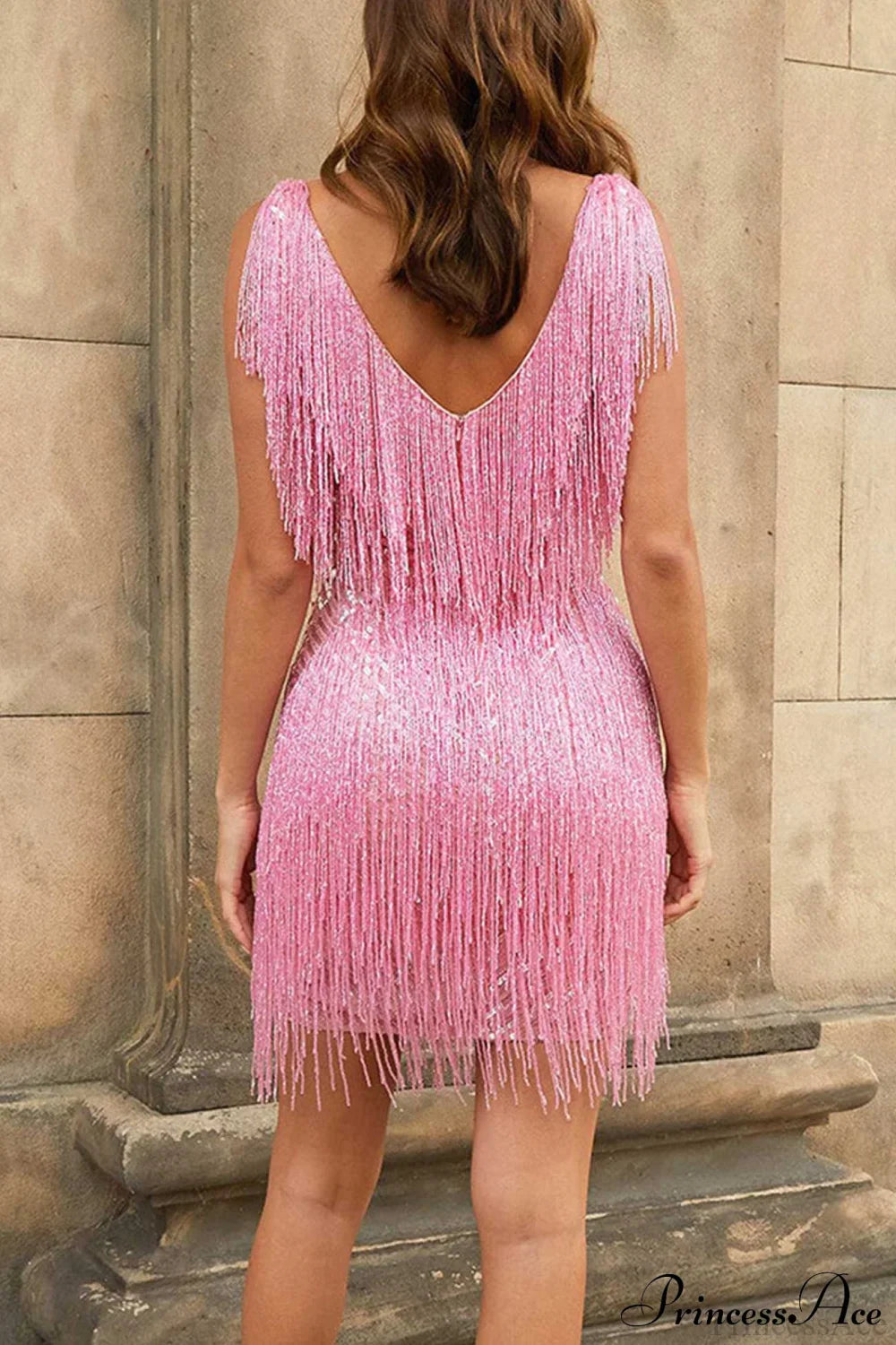Tassel Sequin Tank Dress