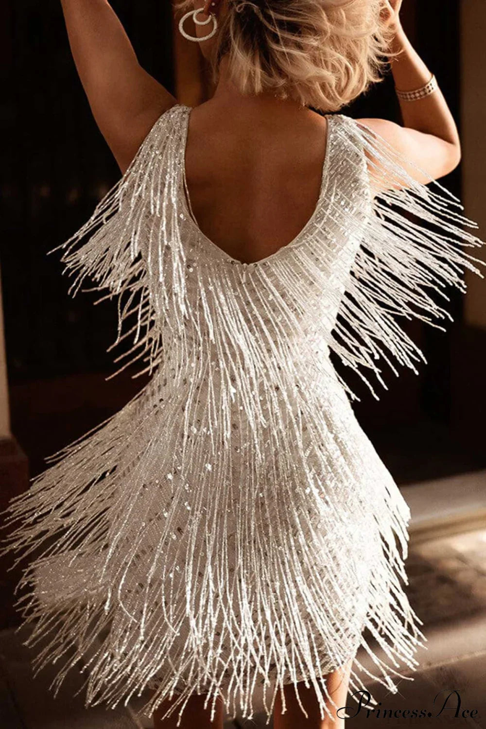Tassel Sequin Tank Dress