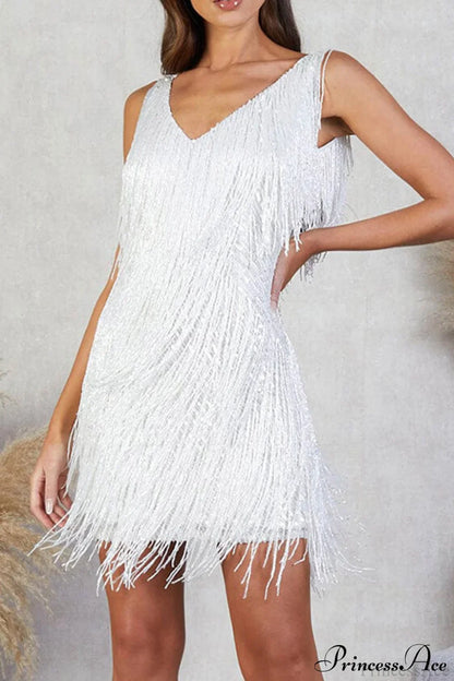 Tassel Sequin Tank Dress