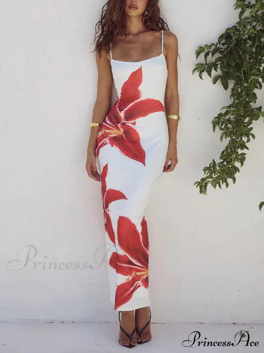Unforgettable Abstract Floral Charming Print Maxi Dress
