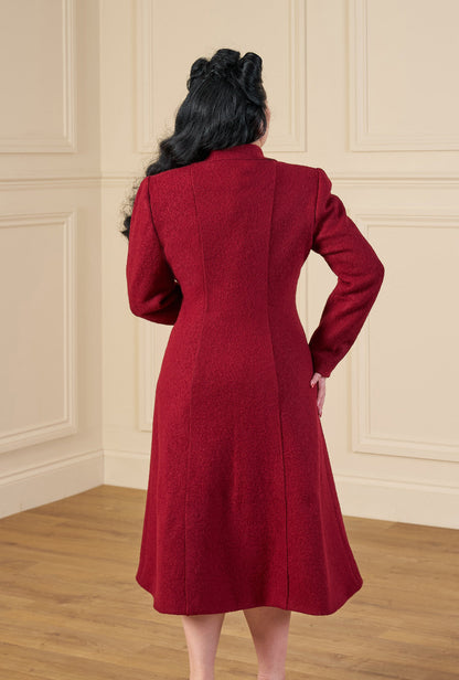 1930s/40s Princess Line Coat - Cranberry Red Wool