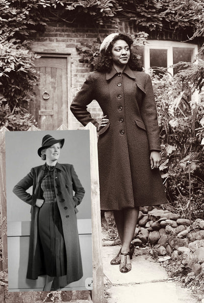 1930s/40s Princess Line Coat - Cranberry Red Wool