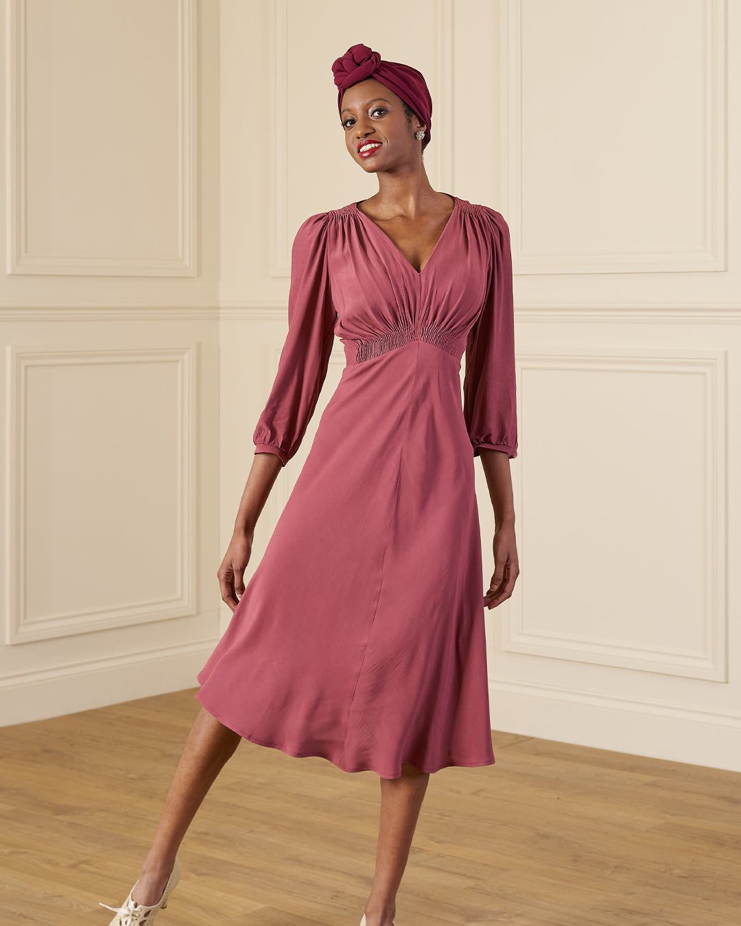 1940s Vera Tea Dress - Plum