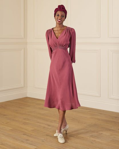 1940s Vera Tea Dress - Plum
