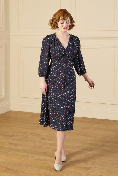 1940s Vera Tea Dress - Ocean Pearl