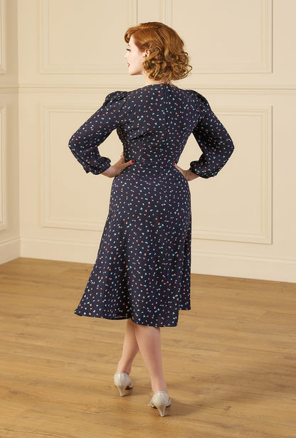 1940s Vera Tea Dress - Ocean Pearl