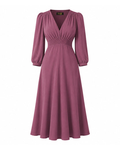 1940s Vera Tea Dress - Plum