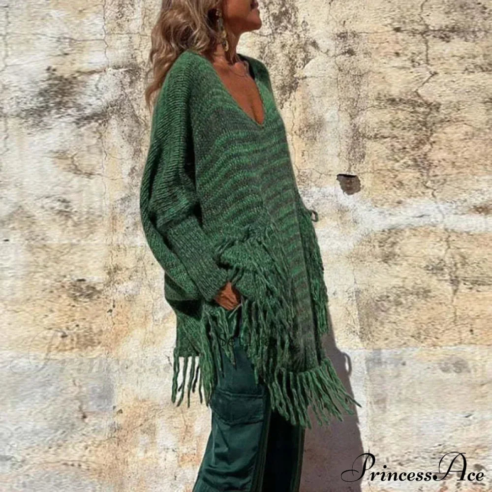 Vintage Casual Knitted Sweater Midi Dress
