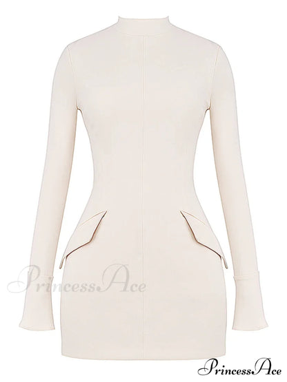 Vintage Cream Stylish Mini Dress