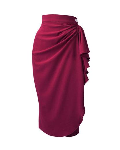 1940s Waterfall Skirt - Berry