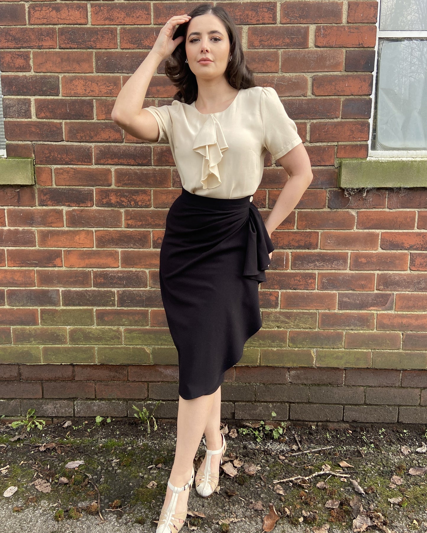 1940s Waterfall Skirt - Black