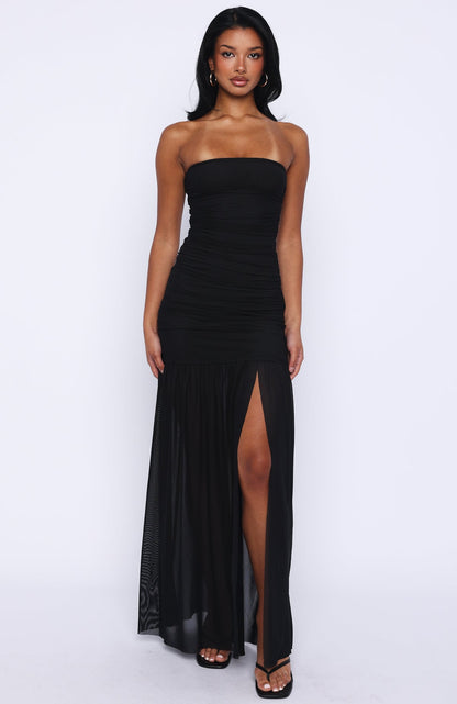 Stop The Show Strapless Maxi Dress Black