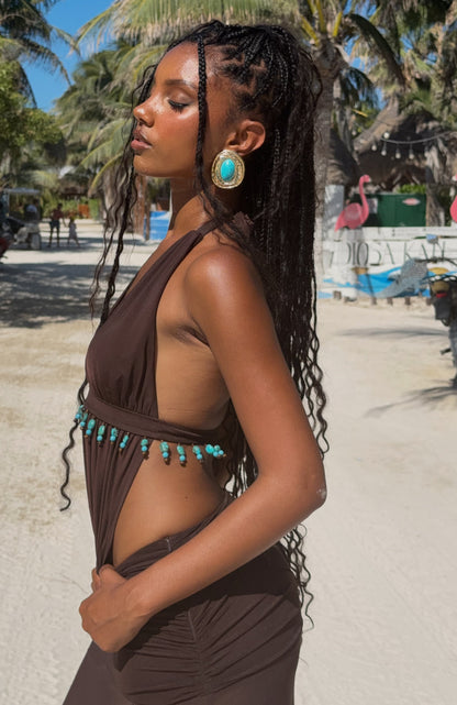 Jungle Glow Maxi Dress Chocolate