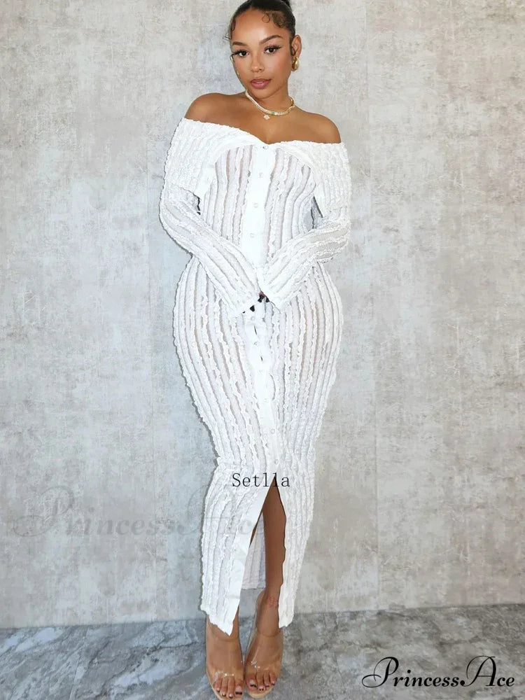 Pleated Off Shoulder Ruched Midi Dress