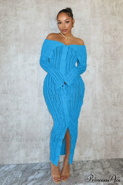 Pleated Off Shoulder Ruched Midi Dress