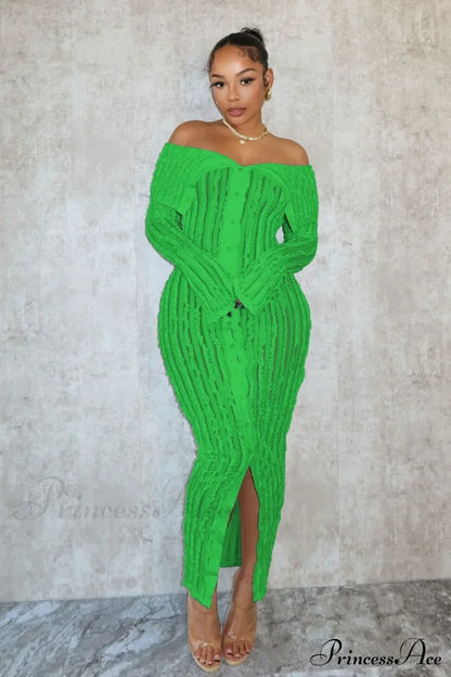 Pleated Off Shoulder Ruched Midi Dress