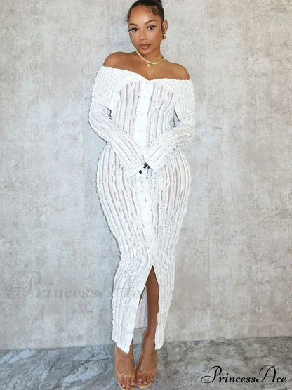 Pleated Off Shoulder Ruched Midi Dress